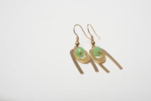 Image of Green Face Brass Earrings