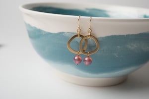 Image of Brass Pink Drop Earrings