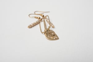 Image of Brass Leaf & Seed Earrings
