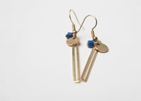 Image 3 of Brass Column and Lapiz Earrings