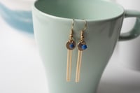 Image 2 of Brass Column and Lapiz Earrings