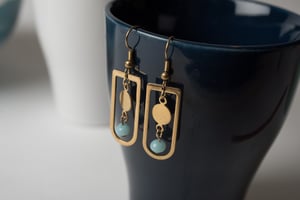Image of Brass Coin and Frame Earrings