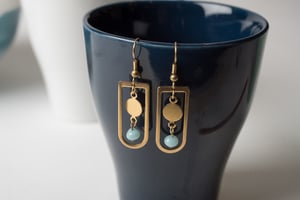 Image of Brass Coin and Frame Earrings