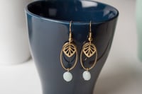 Image 2 of Brass Leaf and Amazonite Earrings