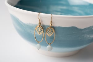 Image of Brass Leaf and Amazonite Earrings