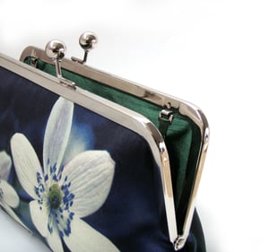 Image of Windflowers silk clutch bag + leather strap or chain handle