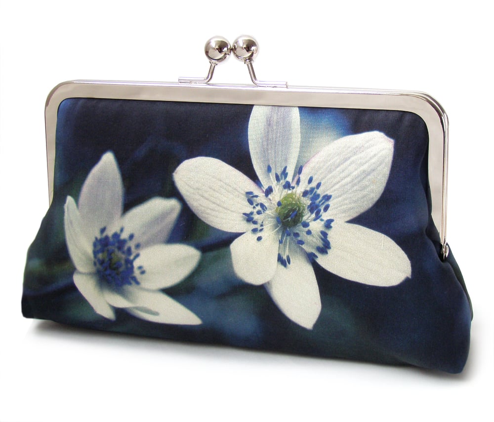 Image of Windflowers printed silk clutch bag + chain handle