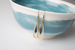 Image of Blue Teardrop Brass Earrings
