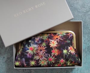 Image of Starry moss silk clutch bag with optional chain handle