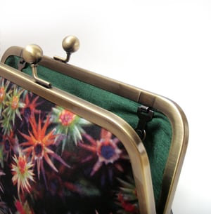 Image of Starry moss silk clutch bag with optional chain handle