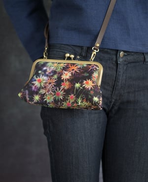 Image of Starry moss silk clutch bag with optional chain handle