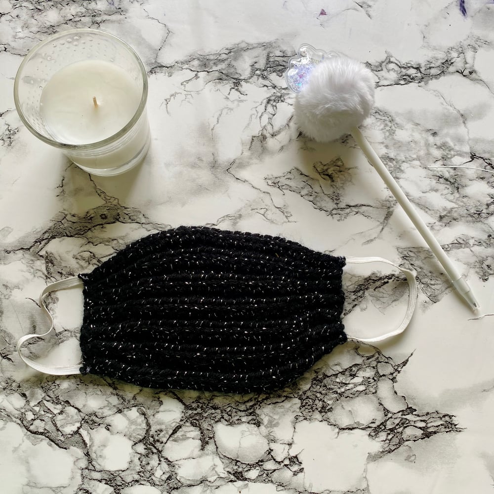 Image of Black Shimmer Filtered Crochet Mask