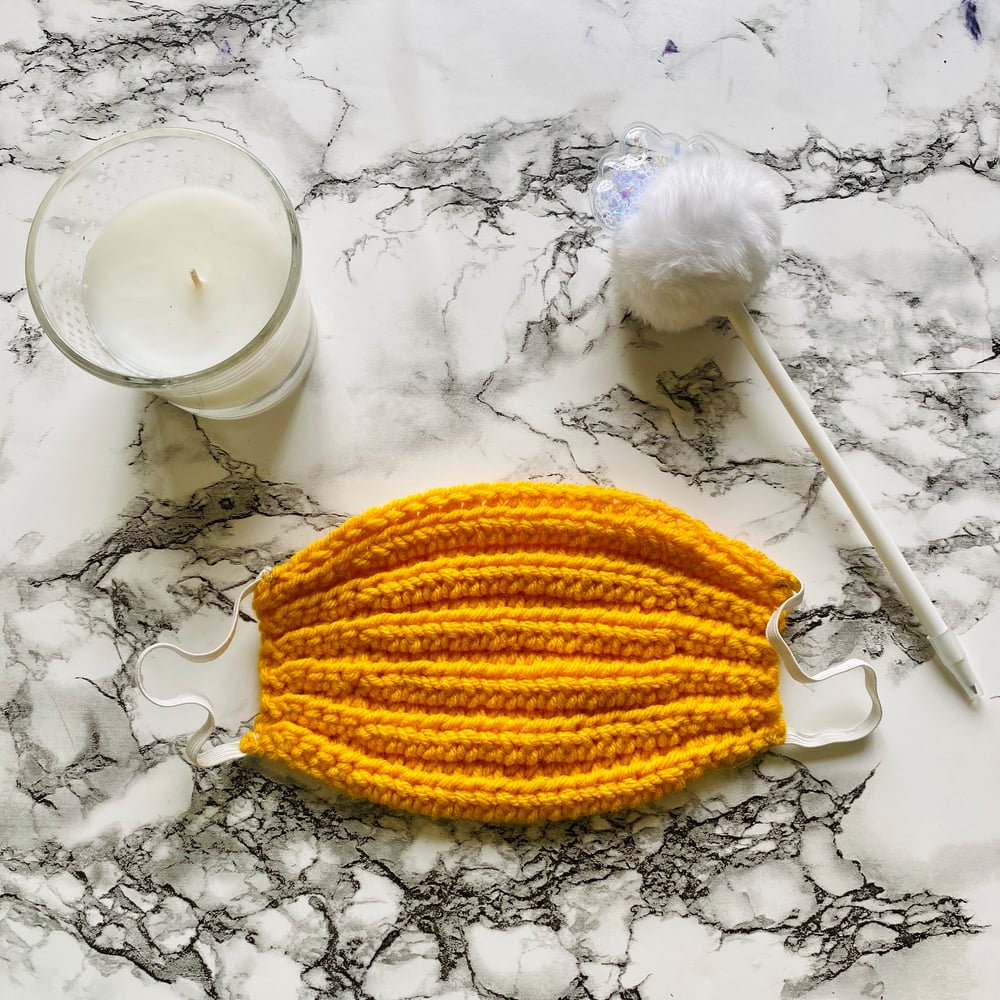 Image of Dark Yellow Filtered Crochet Mask