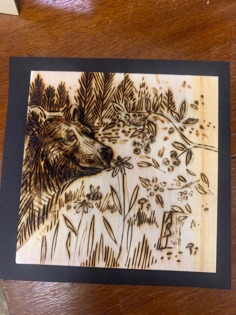 Image of Wood burned bear for Aunt Becky 