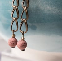 Image 1 of Antique Brass Chain and Rose Drop Earrings