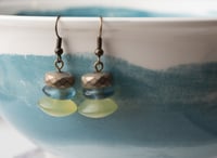 Image 2 of African Brass and Glass + Afghan Jade Earrings