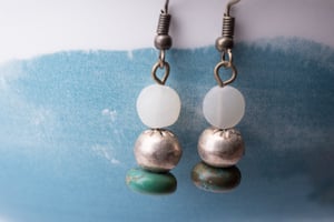 Image of Afghan Jade, African Brass, and Turquoise Earrings