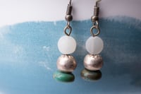 Image 2 of Afghan Jade, African Brass, and Turquoise Earrings