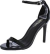 Flora18 Black Open Toe Ankle Strap Stiletto Heel