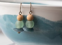 Image 1 of Cedarwood and African Glass Earrings