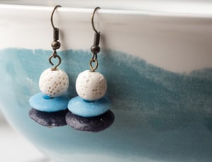 Image of Lava Stone and African Glass Earrings