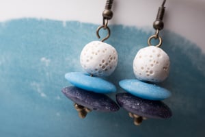 Image of Lava Stone and African Glass Earrings