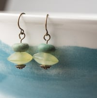 Image 1 of Turquoise and Afghan Jade Earrings