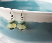 Image 2 of Turquoise and Afghan Jade Earrings