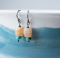 Image 1 of Afghan Onyx and Turquoise Earrings