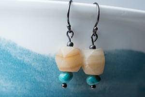 Image of Afghan Onyx and Turquoise Earrings