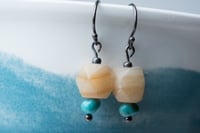 Image 2 of Afghan Onyx and Turquoise Earrings