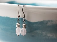 Image 1 of Antiqued Sterling Rose Quartz Earrings