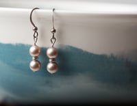 Antiqued Silver Swarovski Pearl Earrings