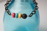 Image 1 of Antique Brass & Colored Bead Essential Oil Diffuser Bracelet