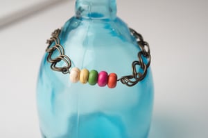 Image of Antique Brass & Colored Bead Essential Oil Diffuser Bracelet