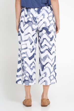 Image of Anne Wave Linen/ Cotton Pants blue