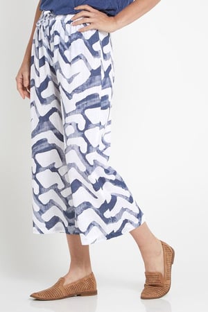 Image of Anne Wave Linen/ Cotton Pants blue