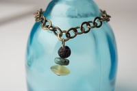 Image 1 of Antique Brass Lava, Turquoise, and Afghan Jade Drop Bracelet