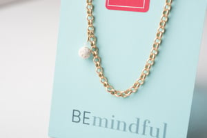 Image of Be Mindful Matte Gold and White Bracelet