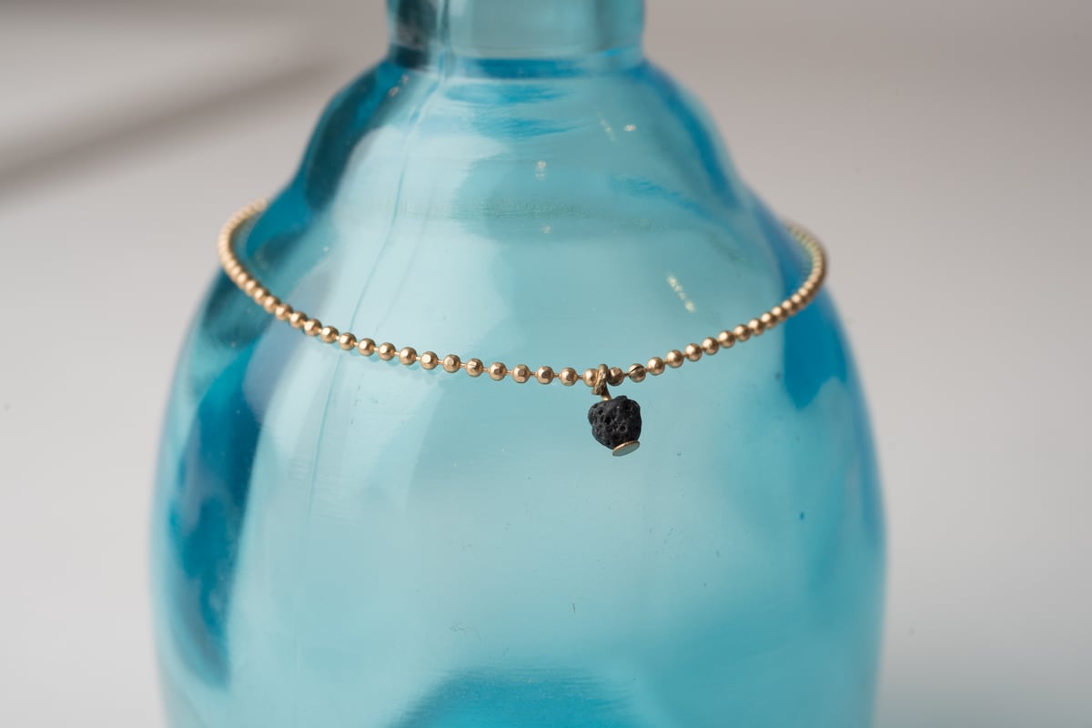 Image of Be Mindful Tiny Ball Chain with Black Lava Bracelet
