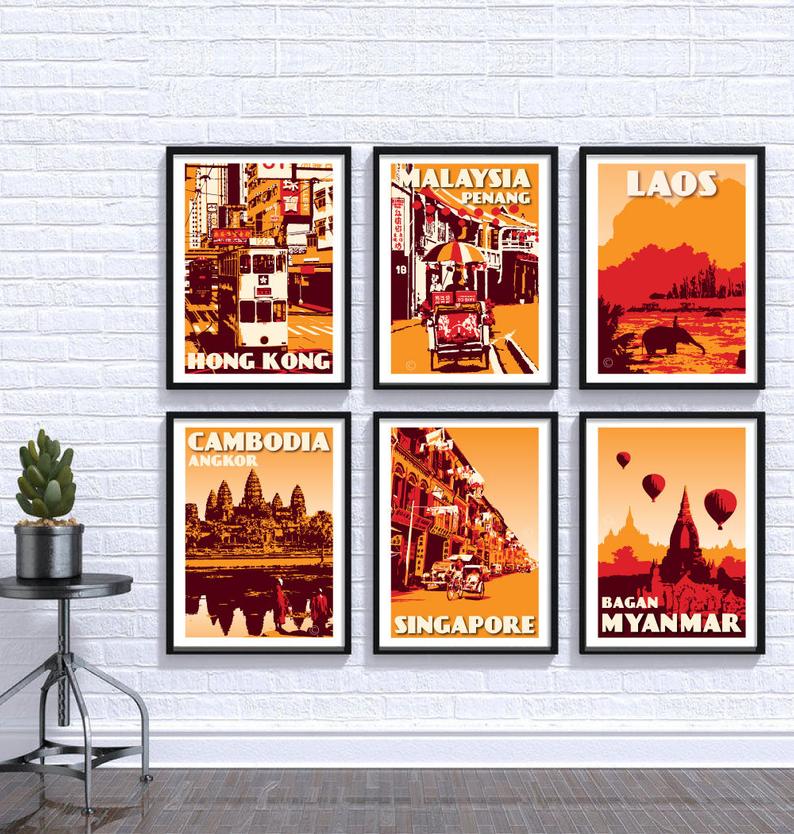 Image of Orange Mix Asia Print Set | Set of 6 Prints | Gallery Wall Set | Choose any 6 prints in my shop