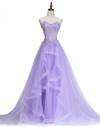 Elegant Lavender Tulle Long Party Dress, Beautiful A-Line Prom Dress