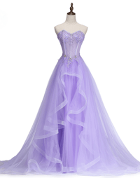 Image 1 of Elegant Lavender Tulle Long Party Dress, Beautiful A-Line Prom Dress