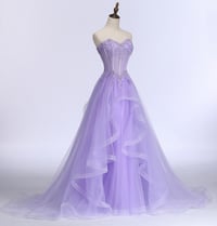Image 2 of Elegant Lavender Tulle Long Party Dress, Beautiful A-Line Prom Dress