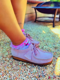 Image 2 of NO SEE PINK TIE DYE WITH PINK LACE WAVY SOCKS 🧦 