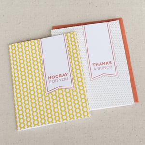 Image of hooray & thanks: 2-pk letterpress cards
