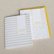 Image of happy birthday & hello friend: 2-pk letterpress cards