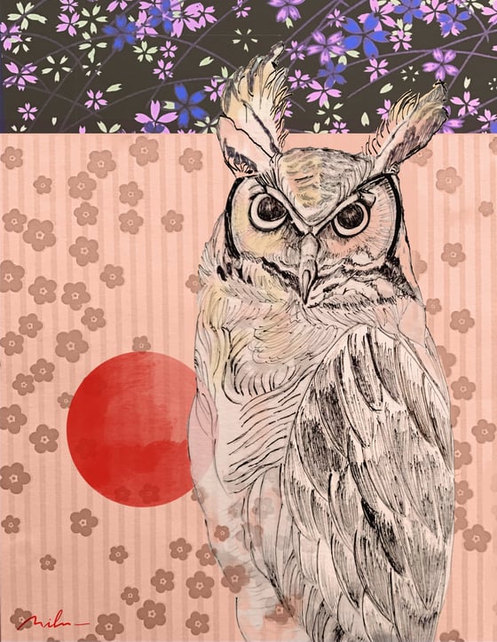 Image of Sunset Owl - PRINT
