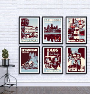 Image of Blue Mix Asia Print Set | Set of 6 Prints | Gallery Wall Set | Choose any 6 prints in my shop
