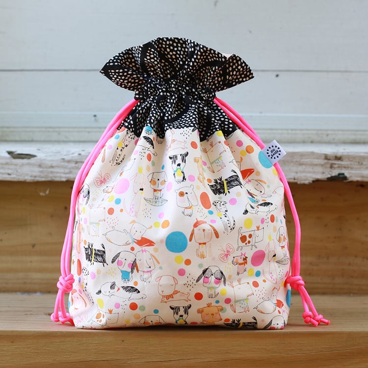 Lined Drawstring Bag with Children from around the World Print
